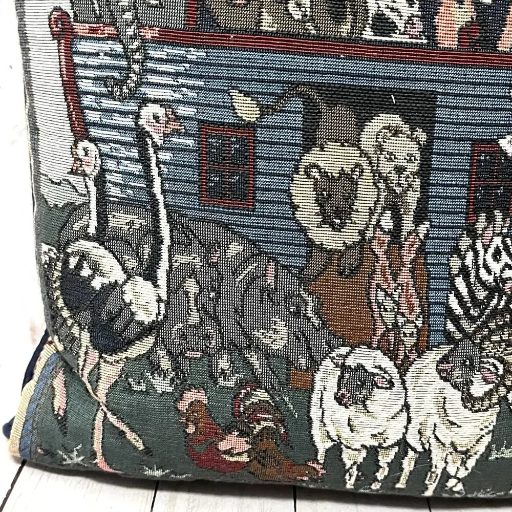 And They Came Two By Two Throw Pillow Tapestry Noah's Ark Animals Bible 14”x12”